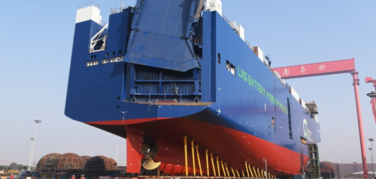 Third UECC dual-fuel battery hybrid vessel launches