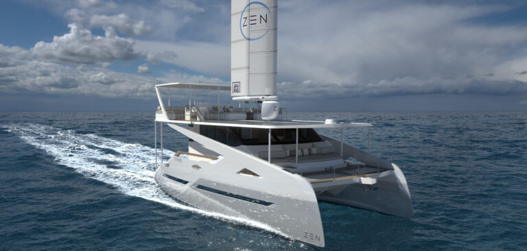 ZEN 50 solar yacht with wingsail enters production