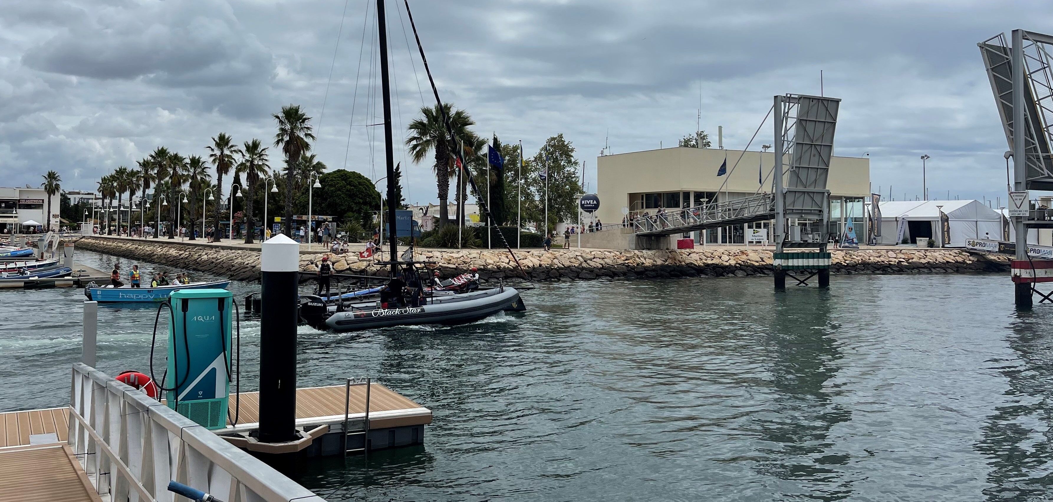 Electric boat supercharger switched on in Marina de Lagos Electric
