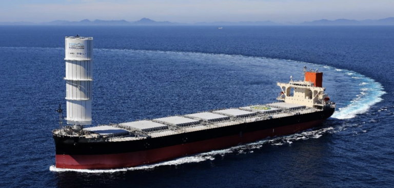 Coal carrier vessel delivered with wind propulsion system