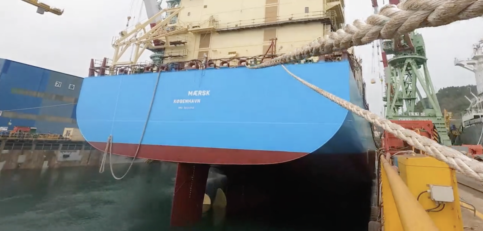 VIDEO Maersk’s first methanolpowered feeder vessel launched at