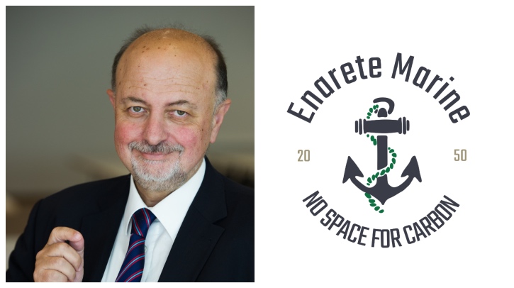 A headshot of Elias Boletis, chair of CIMAC Working Group 10, next to a logo of his company Enarete Marine.