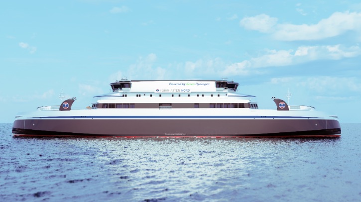 MAN Cryo to design hydrogen supply for two Torghatten Nord new-build ro-pax ferries The image shows a graphical rendering of one of the new-build ro-pax ferries.
