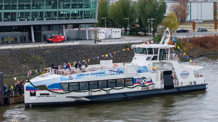 Green passenger ferry begins operating in Hamburg, Germany Hadag’s green-energy hybrid passenger ferry has been christened “Finkenwerder” and put into operation.