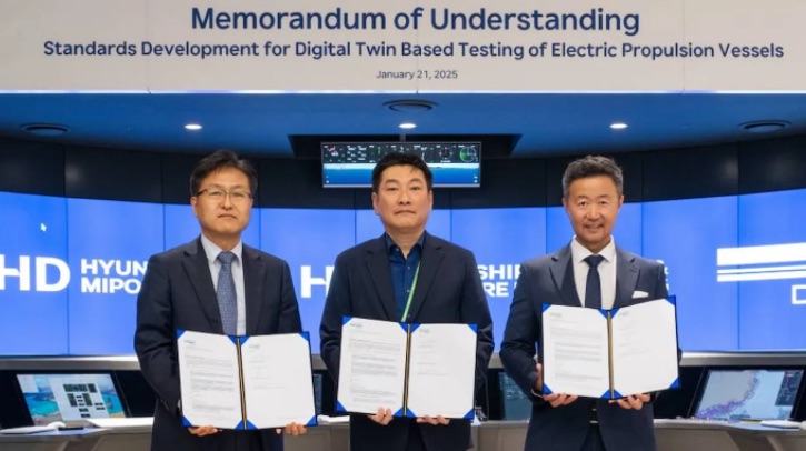 DNV, HD Hyundai Mipo and KSOE to test electric propulsion systems with digital twins DNV has signed a Memorandum of Understanding (MoU) with HD Hyundai Mipo (HMD) and HD Korea Shipbuilding & Offshore Engineering (KSOE) to develop standards for testing electric-powered vessels through the use of digital twin-based criteria and procedures.