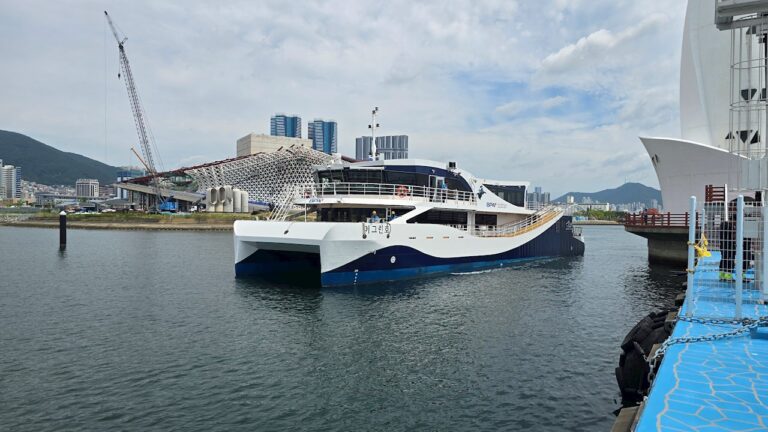 South Korea launches first state-owned all-electric ferry South Korea launches first state-owned all-electric ferry, pictured here port-side.